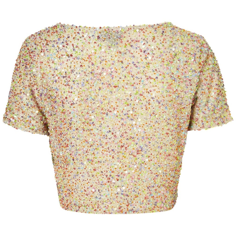 Topshop Multi-color Sequin Crop Top